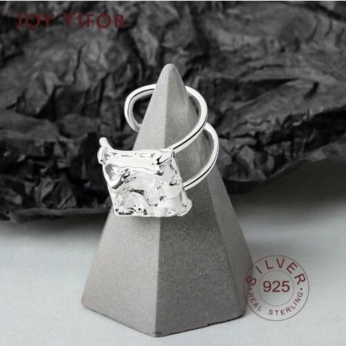925 Sterling Silver Party Rings for Women square bump out Simple Wave Pattern Creative Design Bride Jewelry Gifts