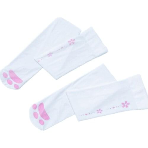 Japanese Anime Kawaii Tights Pantyhose Women Cat Paw Claw Pattern Over Knee Thigh High Stockings Cosplay Long Socks