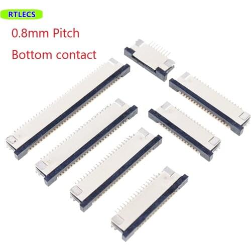 10pcs FFC FPC Connector 0.80 mm 5 6 8 9 10 12 14 15 16 18 20 22 24 26 28 30 36 Pin Bottom Contact SMT Right Angle Horizontal