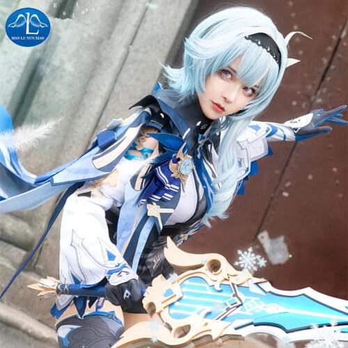 Genshin Impact Eula Cosplay Costume Game Genshin Impact Cosplay Eula Costume Halloween Sexy Women Outfit Jumpsuit