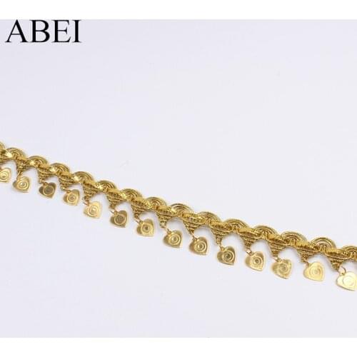 1yard 35mm DIY Sewing Special Fabric Trimming Gold Heart Sequins Paillette Tassel Garments Accessories Wedding Party Lace Ribbon