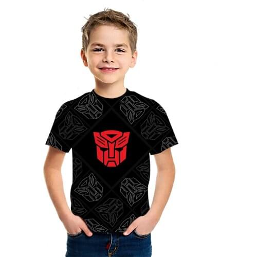 Transformers Summer Cool Street Style T-Shirt Boys And Girls 3D Printing Animation Peripheral Short Sleeve High Quality Casual T