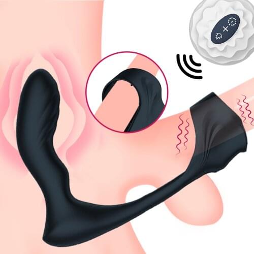 7 Speeds Anal Vibrators Penis Ring Testicles Massager Male Prostate Massager Vibrators for Men Remote Control Butt Plug Sex Toys