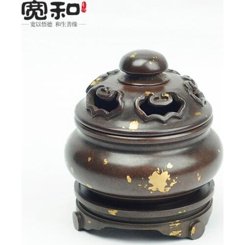 Copper brass incense burner base copper gold incense censer lost wax casting incense burner copper