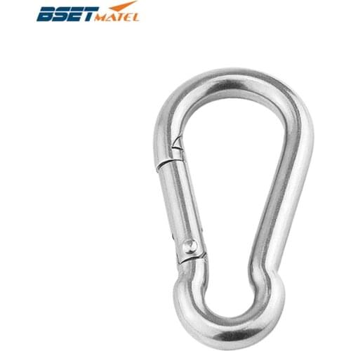 M8*80mm Multifunctional 304 Stainless Steel Spring Snap Carabiner Quick Link Ring Hook snap shackle Chain Fastener Hook