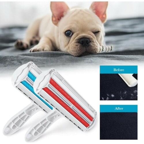 Reusable Use 2-Way Plastic Pet Hair Remover Roller Removing Dog Cat Hair From Furniture Self-Cleaning Lint Pet Hair Remover Tool