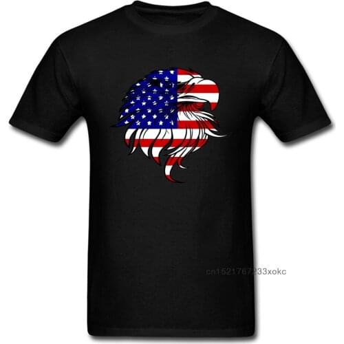 Men TShirt Black Tops T Shirt American Eagle Patriot T-shirts Independence Day Clothes O-Neck 100% Cotton Short Sleeve Summer