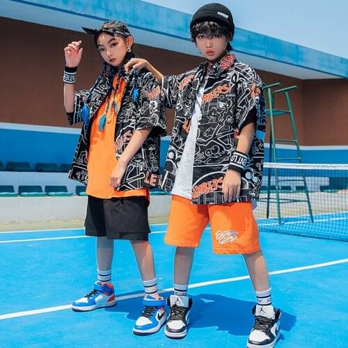 New Kids Hip Hop Dance Clothes Cool Style Street Dance Costume Black Shirts Boys Girls Jazz Dance Wear Stage Outfits DNV14919