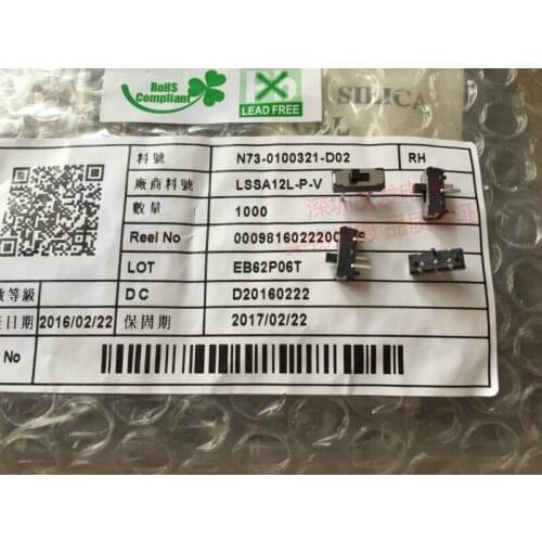 Original new 100% import DIP LSSA12L-P-V toggle switch double row 3pin 2gear foot distance 2.5MM handle high 2MM vertical