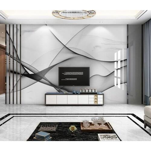 CJSIR Custom Modern Minimalist Abstract Ink Gray and White Marble Wallpaper Bedroom Background Wall Papers Home Decor Mural