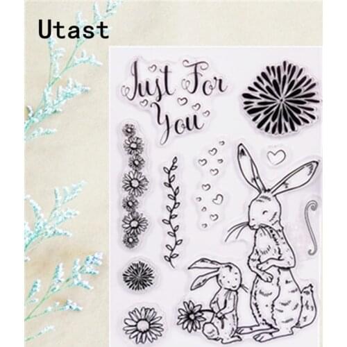 Rabbit Flower Animal Clear Silicone Stamps /Transparent Rubber Stamp for DIY Scrapbooking /Photo Album Decorative Craft Making