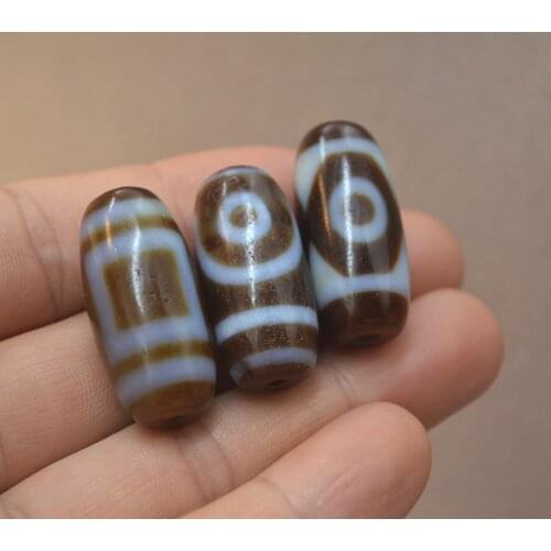 Old Mine Retro Weathered Horseshoe Pattern Penetrates Pure Dzi Beads, Heaven And Earth Two-Eyes Three-Eyed Dzi Accessori