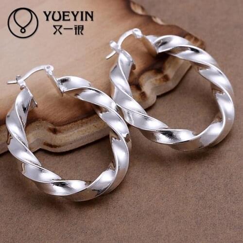 New fashion New Design silver plated jewelry Womens Hoop earrings Fashion brincos Earhook Trendy Wholesale Twisted