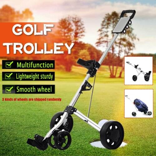 Golf Pull Cart Iron Black Adjustable Golf Trolley Cart 3/4Wheels Push Pull Golf Cart Aluminium Alloy Foldable Trolley With Brake