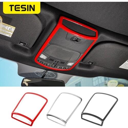 TESIN ABS Car Reading Light Lamp Decoration Frame Cover Ring Stickers Interior Accessories For Ford F150 2015 Up Car Styling