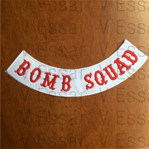 Cloth Patches BOMB SQUAD Custom Bottom Rocker Embroidery Patches for Jacket 30X7CM