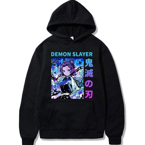 Kochou Shinobu Men/women Demon Slayer Hoodies Harajuku Anime Kawaii Hoodie Kimetsu Demon Blade Cartoon butterfly Sweatshirts