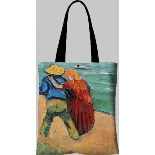 Van Gogh - Starry Sky Dog Print Tote Bag Women Large Casual Leisure Shopping Shoulder Bag Daily Use