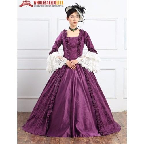 High Quality Holiday Purple Baroque Marie Antoinette Dress 18th Century Renaissance Gothic Period Costumes
