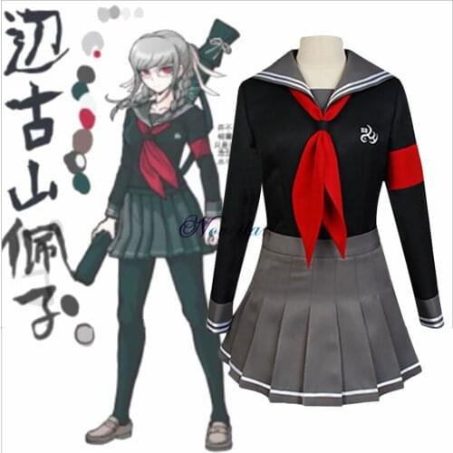 Peko Pekoyama Cos Anime Danganronpa Cosplay Costume Woman JK Japanese School Uniform 3IN1 Top+Skirt+Tie