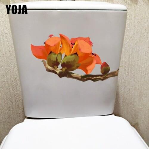 YOJA 23.8X12CM Cartoon Kapok Branch Wall Decor Home Room Toilet Seat Stickers T1-1619