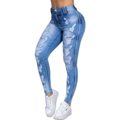Womens pants y2k 2021 new fashion womens jeans slim fit show thin holes do old holes show thin stretch waist jeans pants