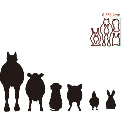 1set Farm Animal Circle Metal Cutting Dies Stencil DIY Scrapbooking Album Stamp Paper Card Embossing Craft Decor