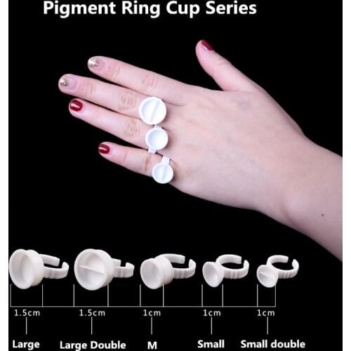 100Pcs/Bag Plastic Tattoo Ink Holder Rings For Eyebrow Lips Permanent Makeup Tattoo Pigment Containers 5 Kinds Size To Choose