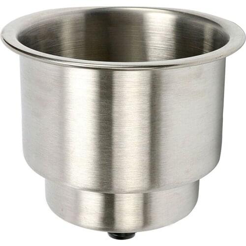 2PCS Stainless Steel Cup Recessed Drink Holder With Drain For Marine Boat RV Camper