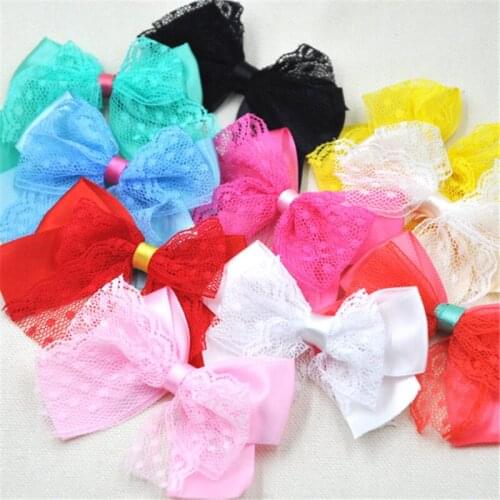 20PCS Lace Satin Ribbon Bows Flowers Appliques Wedding Doll Decor Lots Mix E286