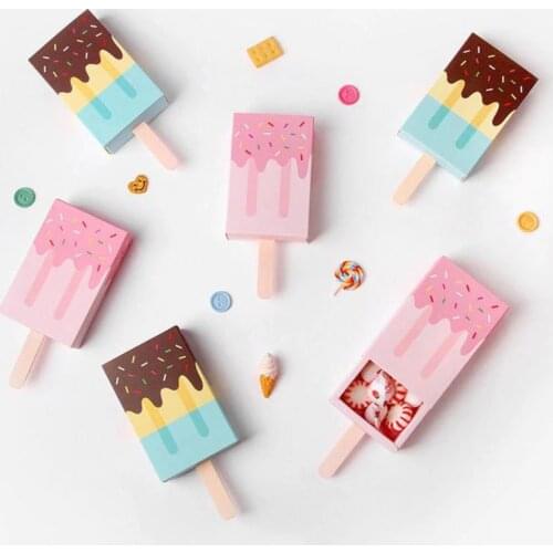 25 pieces/pack) Ice Cream Shape Gift Box Baby Shower Birthday Party Candy Boxes Cartoon Drawer Gift Bag For Kids Party B062