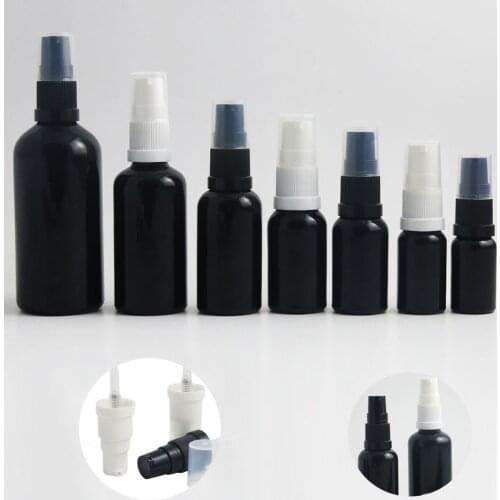360pc Wholesale Shining Black Glass Lotion Pump Bottle Essential OilCream Shampoo Refillable Container 10ml 30ml 50ml 100mlng