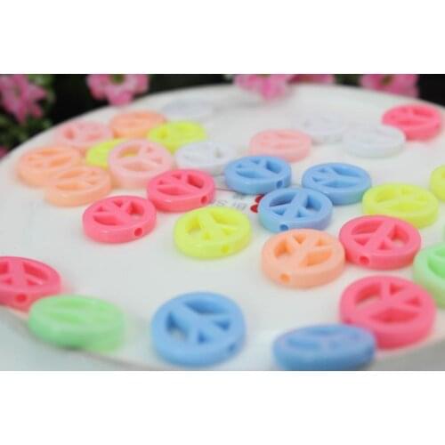 500pcs Mixed colors Peace sign pastel acrylic Beads 16 mm Flatback Resin Cabochons pendants pastel acrylic