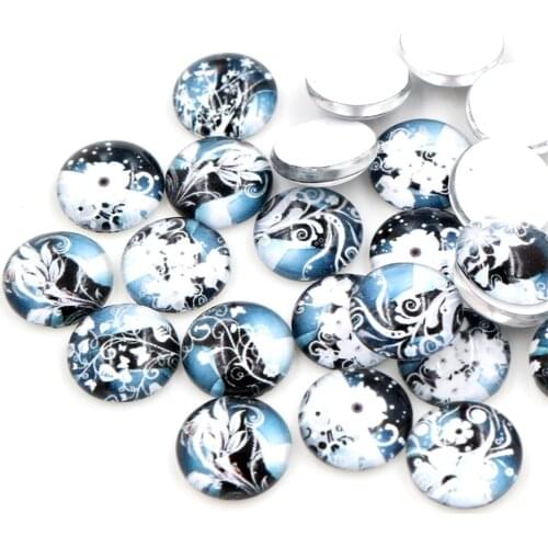 8mm -25mm New Fashion Hot SaleMixed Colors White Flower Style Handmade Photo Glass Cabochons