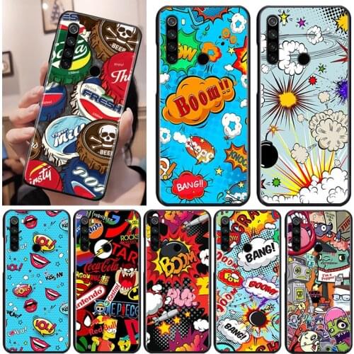 Anime Graffiti Sticker Bomb Black Cover For Xiaomi Redmi Note 9 9S 8T 8 7 6 5A 5 4X 4 Pro Max Soft Phone Case