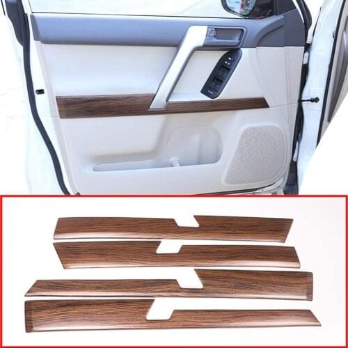 ABS Plastic Car Interior Door Decoration Panel Cover Trim Accessories Pine Wood Grain For Toyota Prado FJ150 2010-2018