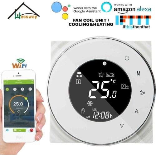 HESSWAY Air Conditioning Type fan coil unit thermostat WIFI APP for 2pipe 4pipe google home