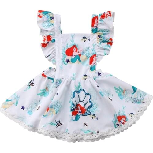 2018 Girl Cotton Dress Pretty Toddler Infant Kids Girls Sleeveless Mermaid Backless Summer Cartoon Dress Sundress Size 1-5 T