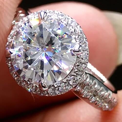 18K Au750 White Gold Ring Women Wedding Party Engagement Ring 1 2 3 4 5 Carat Round Moissanite Diamond Ring Trendy Cute Romantic