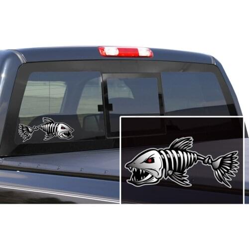 2 Pieces Shark Teeth Mouth Decal Stickers + 2 Pieces Skeleton Fish Stickers Kayak Canoe Fishing Boat Sticker