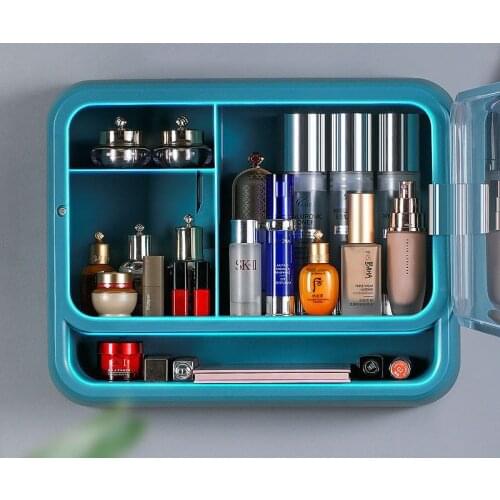 Cosmetic Storage Box Wall-mounted Non-perforated Dust-proof Household Large-capacity Bathroom Wall-mounted Bathroom Shelf