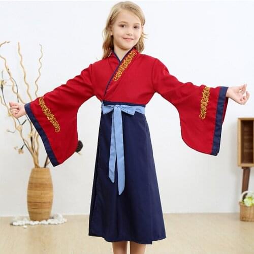 Mulan Cosplay Costumes Girls Dress Halloween Vintage Chinese Style Waist Bowknot Frenulum Stage Perform Role Play Dress