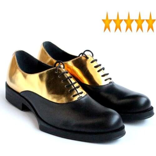 Leather New Fashion Genuine Men Luxury Social Male Shoe Mid Heel Gold Mens Footwear Mixed Colors Party Banquet Dress Shoes