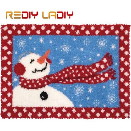 Latch Hook Rug Crochet Floor Mat Snowboy Scarf Tapestry Kit Acrylic Yarn Pre-Printed Canvas Cushion DIY Carpet Rug Arts & Crafts