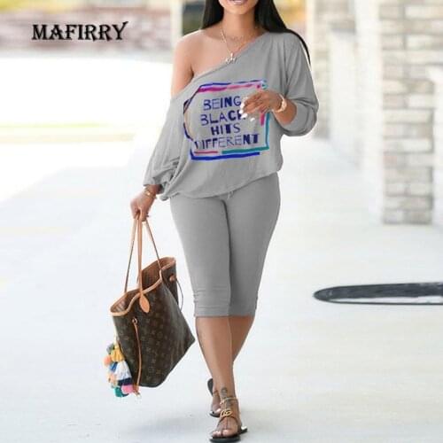 Summer Women 2 PCS Off Shoulder Top Homewear Pajama Suits Full Sleeve Pencil Pants Set Casual Printing Large Size 4XL Loungewear