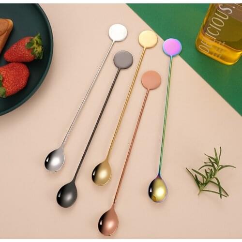 Long Handle Ice Spoon 304 Stainless Steel Stirring Spoon Coffee Spoon Tea Cocktail spoon Round head spoon Size 21 CM