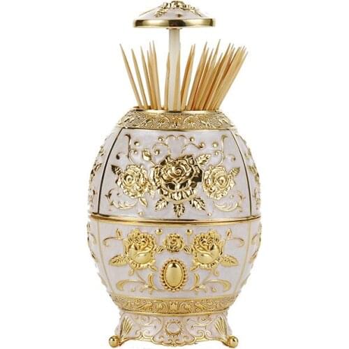 Metal Vintage Automatic Toothpick Holder Zinc Alloy Metal Toothpick Dispenser Box Organizer European Style New Design JU31705