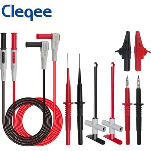 Cleqee P1305B Multi-function test probe alligator clip puncture test hook Dual banana plug Test lead kit for Multimeter probe