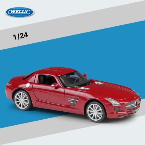 WELLY 1:24 Mercedes-Benz SLS AMG Sports Car Simulation Alloy Car Model Crafts Decoration Collection Toy Tools Gift