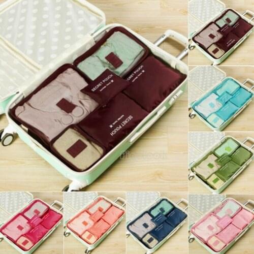 Fashion Six Pieces Set Luggage Organiser Suitcase Storage Bags Waterproof Casual Packing Travel Cubes
